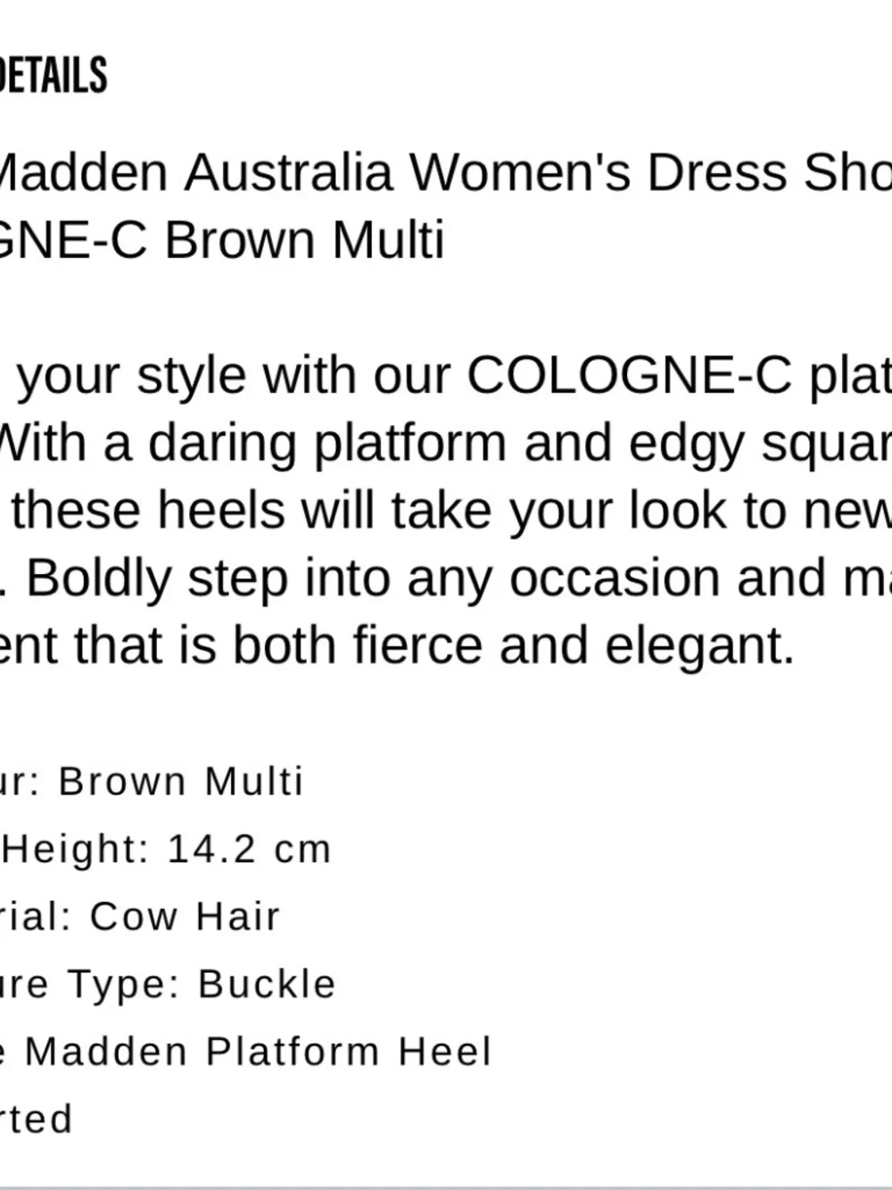 Cologne Cow Print Calf Hair Platform Dress Sandals